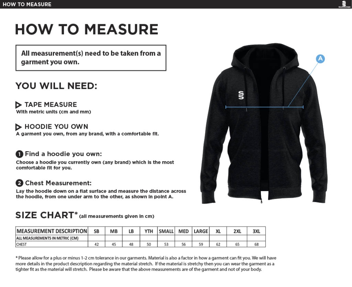 Rowing - Dual Full Zip Hoody : Navy - Size Guide
