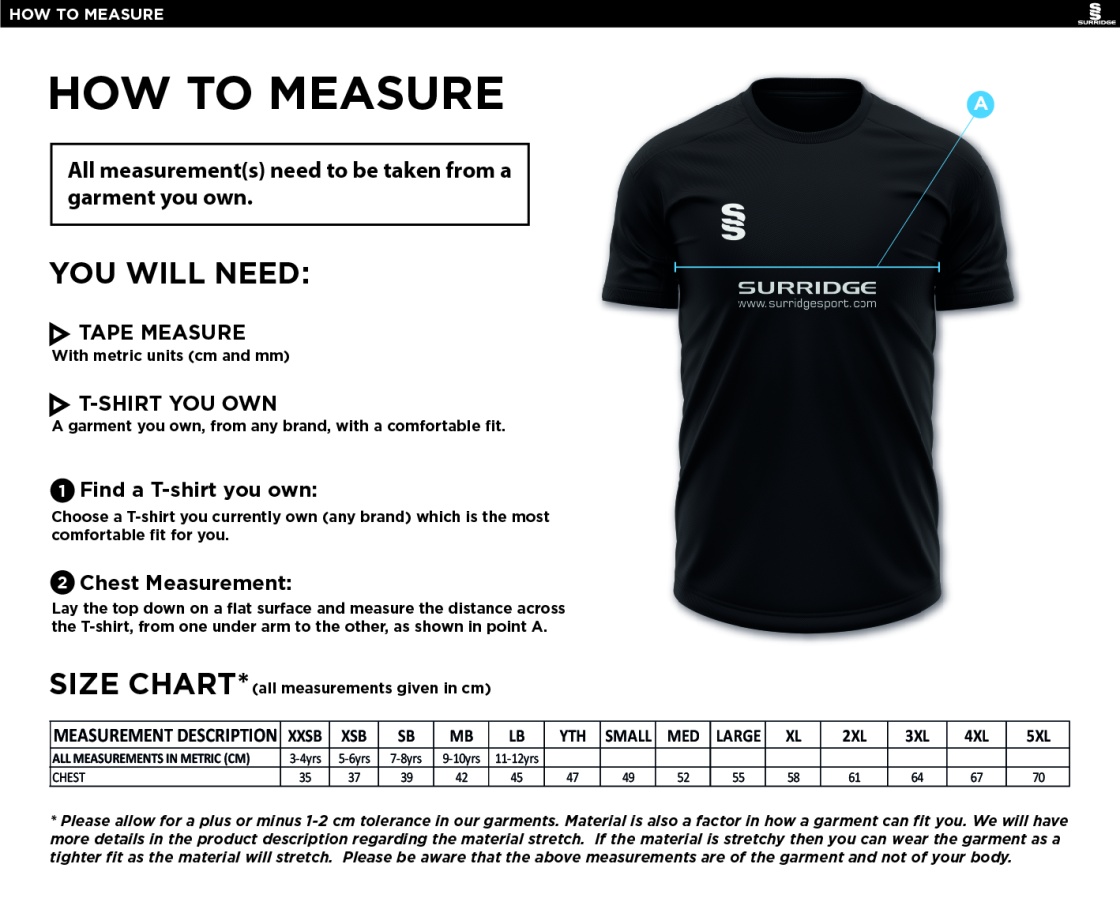 Trampolining - Dual Training Vest - Unisex Fit - Size Guide