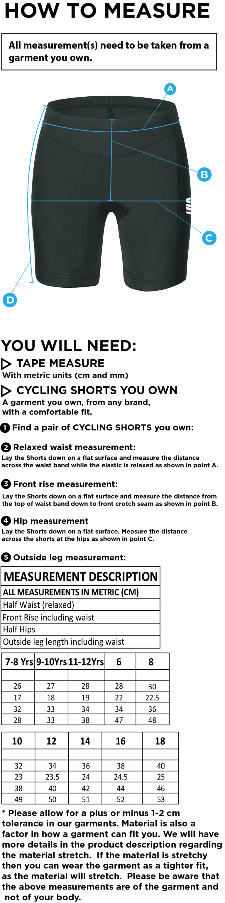 Rowing - Women's Dual Cycling Short : Navy - Size Guide