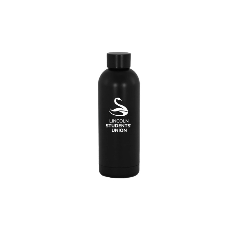 University of Lincoln - Stainless Steel Bottle - Black - 500ML