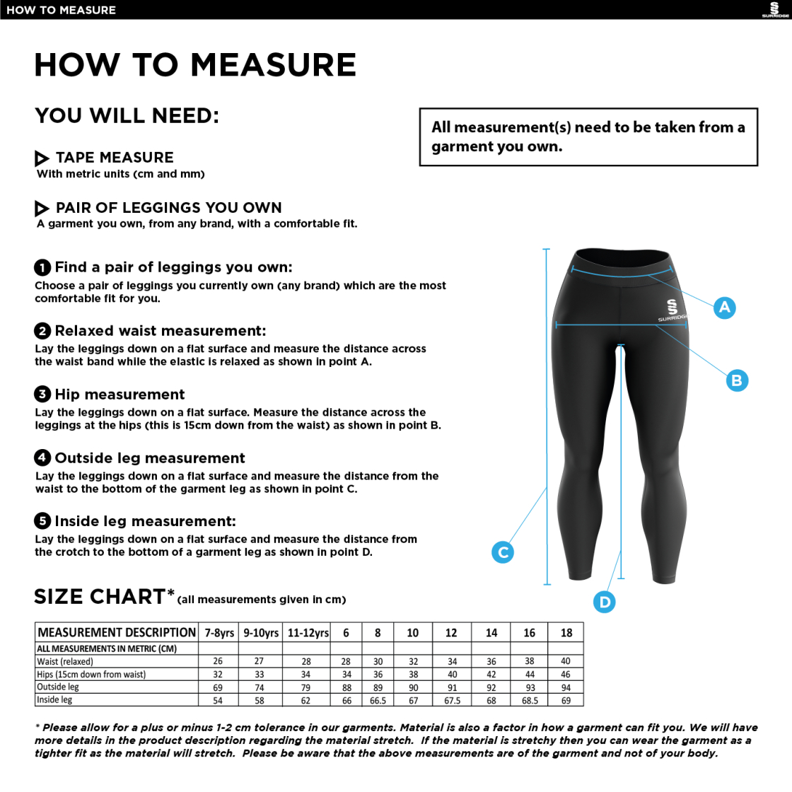 Lincoln Students Union - Performance Full Length Leggings - Women's Fit - Size Guide