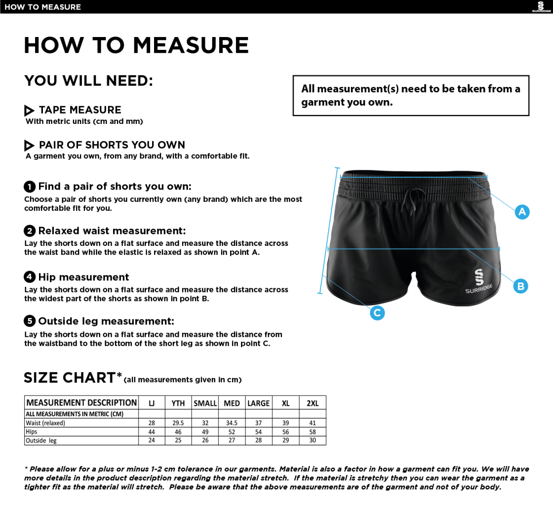 Lincoln Students Union - Dual Active Short - Women's Fit - Size Guide
