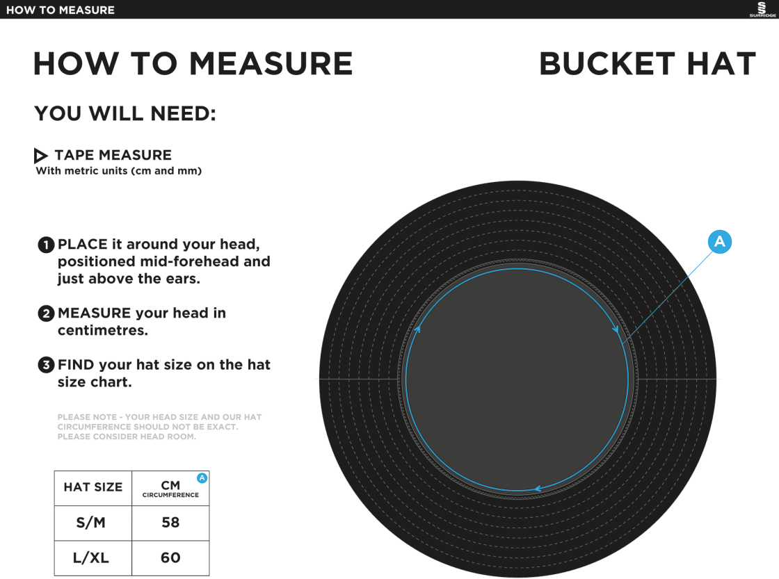 University of Lincoln - Dual Bucket Hat - Size Guide
